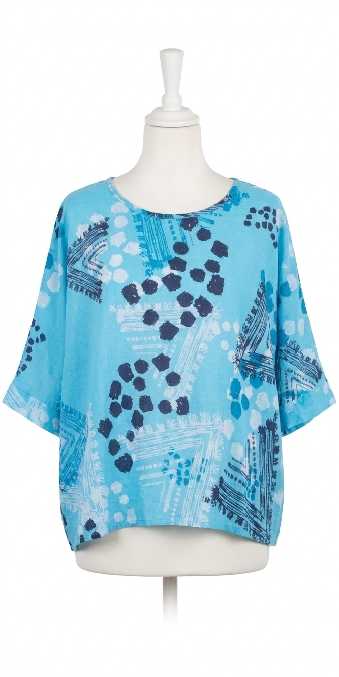 NEW GIGI MODA lucy tribale blouse in turquoise